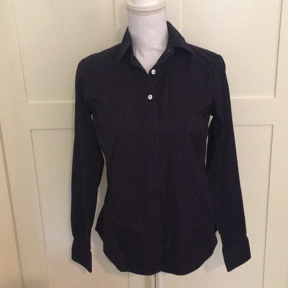Navy Lands End No Iron Pinpoint Oxford